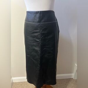 BCBG Maxazria Black Leather Skirt Size 8